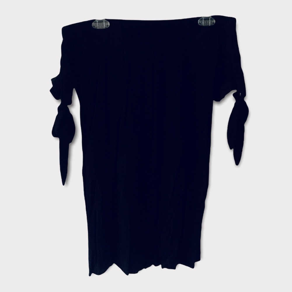 Off The Shoulder Black Dress with Tie Sleeves
